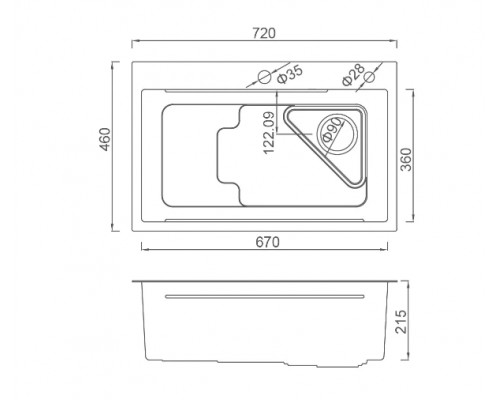 Кухонна мийка GAPPO GS7246-6 накладна 720x460 мм, нержавіюча сталь, поверхня PVD