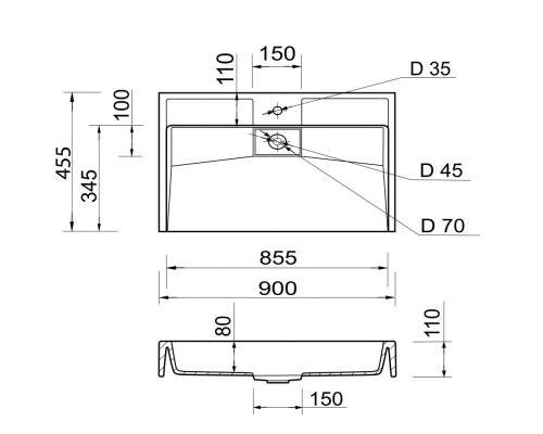 Умивальник Fancy Marble Vitold 900x455x125  11190101