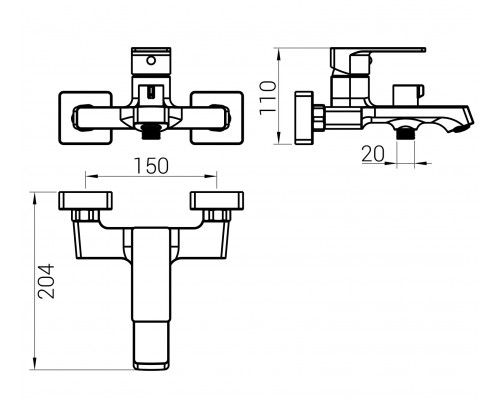 Змішувач для ванни DOMINO Dionis DDD-102NE европеремикач