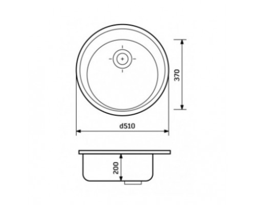 Кухонна мийка Fancy Marble SOL 510x510x200 мм чорний металік (118051401)