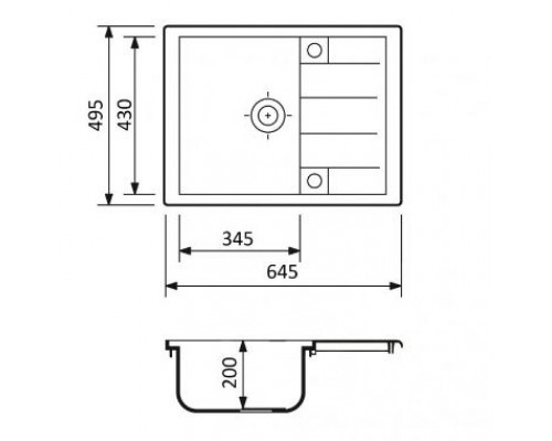 FM ANILA  Мийка Fancy Marble ANILA 645х495х200, Графіт, Без отворів (123061301)