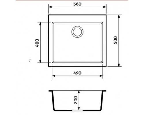 FM MUNDO  Мийка Fancy Marble MUNDO 560х500х200, Чорний, Без отворів (121050301)