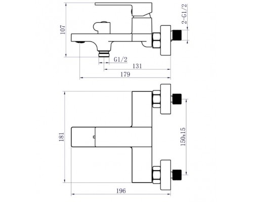 Змішувач для ванни QTAP Gemini (з душовим гарнітуром) QTGEM259CRM45681 Chrome