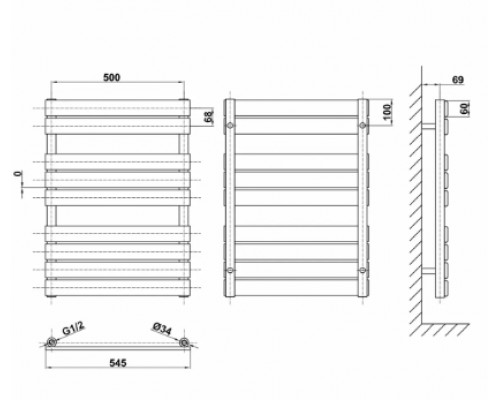 Дизайнерська рушникосушка Vence 9/748 чорний матовий