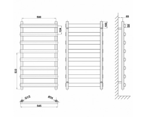 Дизайнерська сушарка для рушників Menton 8/992 чорний матовий