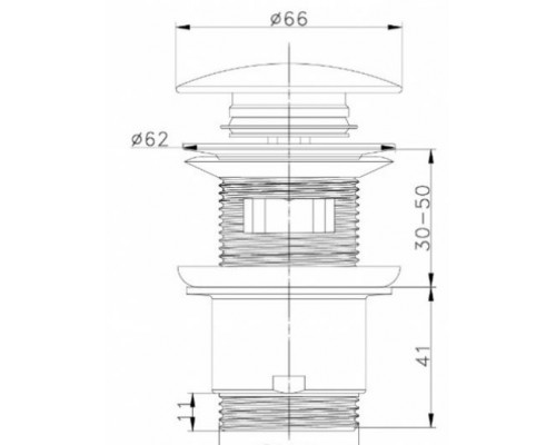 Донний клапан ITF 1087-Y автомат 1 1/4" ITAL з переливом