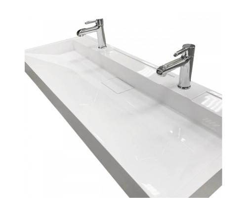 FANCY MARBLE Умивальник зі штучного каменю VITOLD 1200x450x110 білий, один отвір (11412101)