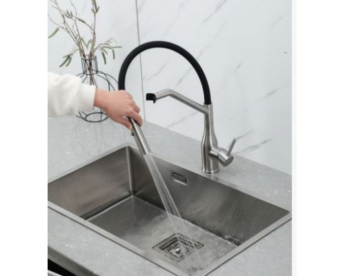 Змішувач для кухні Gappo G4098-15 одноваж. гнучкий нерж.сталь (сатин)