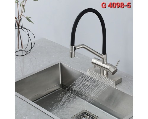 Змішувач для кухні Gappo G4098-5 водоспад під осмос. гнучкий нерж.сталь (сатин)