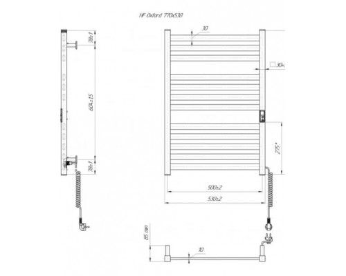 MARIO Електрична рушникосушарка HF Oxford 770х530 чорний мат