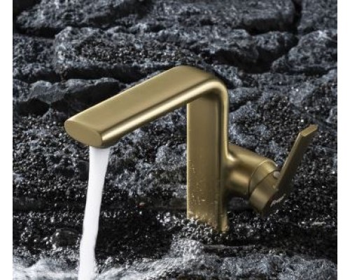 Змішувач для умивальника FRAP F1088-3, литий вилив, латунь, золотий сатин