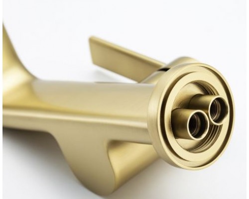 Змішувач для умивальника FRAP F1088-3, литий вилив, латунь, золотий сатин