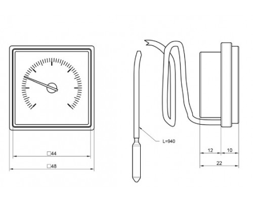 Термометр 48х48 капілярний 0-120*С SD176 SD Plus