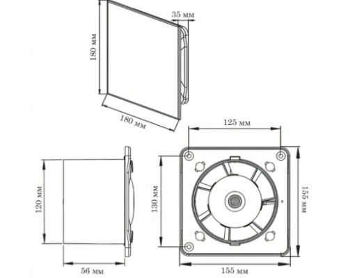 Вентилятор побутовий осьовий OSTVENT ART GLASS 120  S BLACK