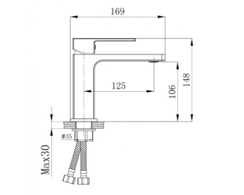 Змішувач для раковини низький Gemini, Gunmetal Black PVD (k35) QTGEM270GMB45676 Qtap
