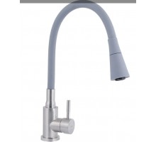 Змішувач для кухні Aria 015 F31, Nickel/Grey (k35) з гнучким виливом LDARI015F31GNK31871 Lidz