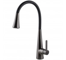 Змішувач для кухні Globus Lux LAZER Pro GLPR-203SM-GPлатунь Графіт,гофровилив Чорний з душ.насадкою