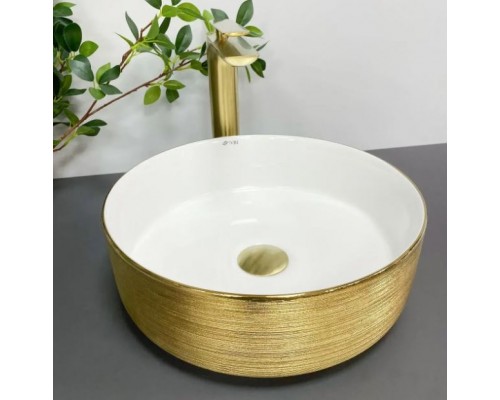 Умивальник VBI PRATO BRUSH GOLD WHITE накладний (VBI-011408)