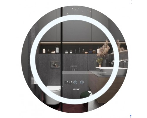 Дзеркало R800 Mixxus PLAIN MC02-80 з LED Touch, Anti-fog, димером, регулюванням яскравості, годинником (MI6931)