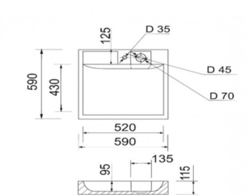 Раковина на пральну машину Arvin 595x595x115 мм, White, квадратна, без донного клапана QTARV2365WHI48575 Qtap