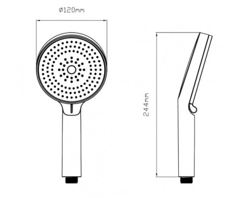 Лійка для ручного душу Rucni, d130 мм, Matt Black округла QTRUC125BLM45951 Qtap