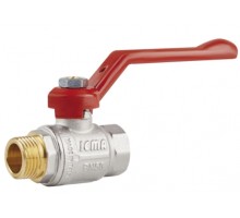 Кран кульовий №352 1/2"ВЗ прямий, латун., нікел., PN50, важіль 87352AD11 Icma