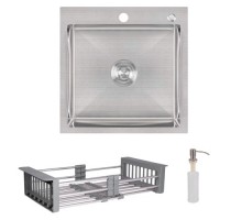 Набір 3  в 1 Lidz Комплект Lidz Handmade H5050 Мийка для кухні інтегрована Brushed у комплекті з дозатором + Lidz K01G Корзина для кухонної