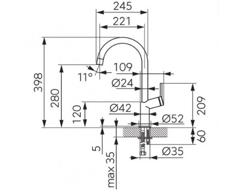FERRO Змішувач для кухні  CUMULUS BCU4  хром