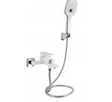 Змішувач для ванни Gemini, Chrome/White (k35) з душовим гарнітуром QTGEM259CRW45683 Qtap