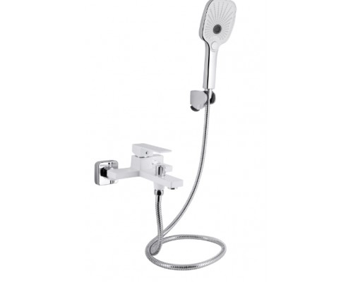 Змішувач для ванни Gemini, Chrome/White (k35) з душовим гарнітуром QTGEM259CRW45683 Qtap