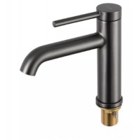 Змішувач для умивальника G1006-9  одноваж. кругл. вилив лат. гайка Ø35 (гангрей) {8/1}