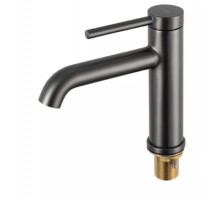 Змішувач для умивальника G1006-9  одноваж. кругл. вилив лат. гайка Ø35 (гангрей) {8/1}