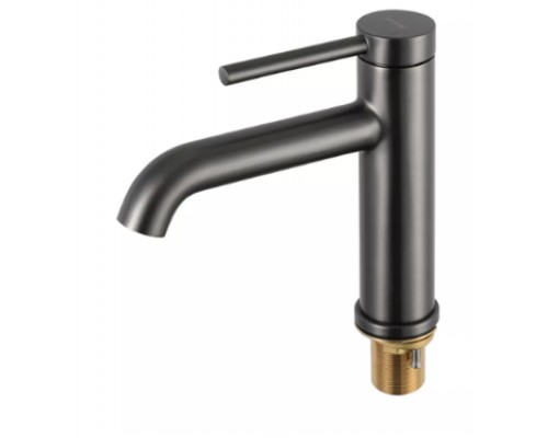 Змішувач для умивальника G1006-9  одноваж. кругл. вилив лат. гайка Ø35 (гангрей) {8/1}