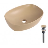 Qtap Раковина накладна Robin 500х380х140 мм, Beige, прямокутна, з донним клапаном QT04116302SB Qtap