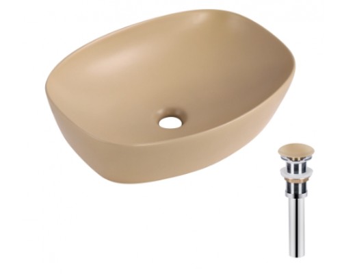 Qtap Раковина накладна Robin 500х380х140 мм, Beige, прямокутна, з донним клапаном QT04116302SB Qtap