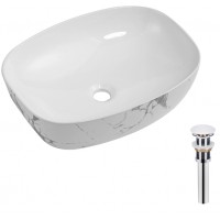 Qtap Раковина накладна Robin 500х380х140 мм, Marble, прямокутна, з донним клапаном QT04116302MR Qtap