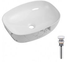 Qtap Раковина накладна Robin 500х380х140 мм, Marble, прямокутна, з донним клапаном QT04116302MR Qtap
