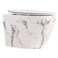 Унітаз підвісний Robin Ultra Quiet 490×365×325 мм, Marble, з сидінням Slim Duroplasuroplast / Soft-close / Quick Release QT13332381АSSB Qtap