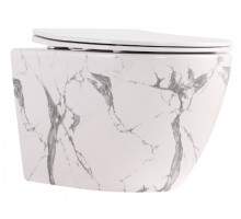 Унітаз підвісний Robin Ultra Quiet 490×365×325 мм, Marble, з сидінням Slim Duroplasuroplast / Soft-close / Quick Release QT13332381АSSB Qtap