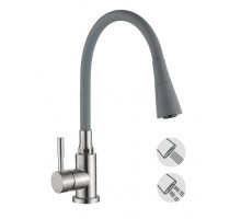 Змішувач для кухні з силіконовим виливом Ledeme LM74199-9 з нерж. ст. SUS304 (кол. сірий) (LL1876)