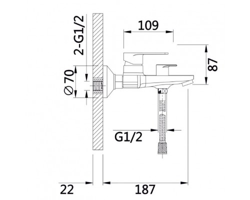 Змішувач для ванни Aries, Chrome (k35) з душовим гарнітуром QTARI259CRM45559 Qtap