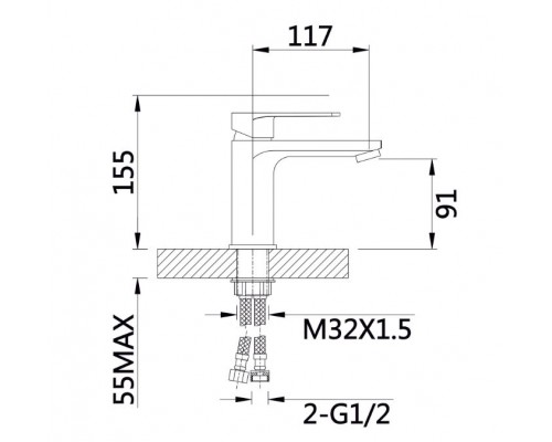 Змішувач для раковини низький Aries, Chrome (k35) QTARI270CRM45557 Qtap