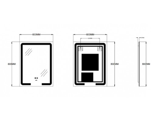 Дзеркало 600х800 Zerix Prime MR02-60x80 з LED Touch, Anti-fog, димером, регулятором яскравості (ZX6051)