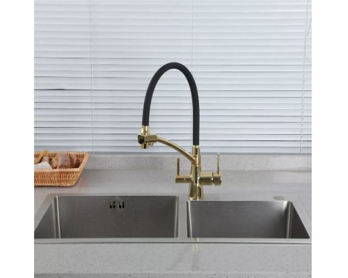 Змішувач для кухні  на дві води Gappo G4398-13 золото-чорний