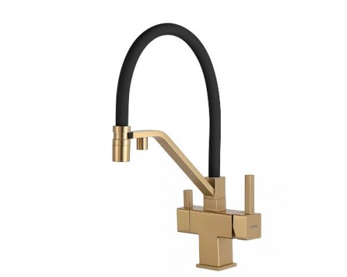 Змішувач для кухні  на дві води Gappo G4395-63 золото-чорний