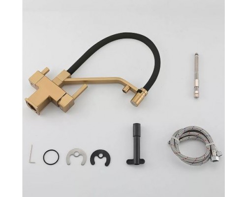 Змішувач для кухні  на дві води Gappo G4395-63 золото-чорний