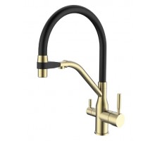 MIXXUS Змішувач для кухні MixxusPremium Gravity 021 BRUSHED GOLD REFL.BLACK (MI6981)