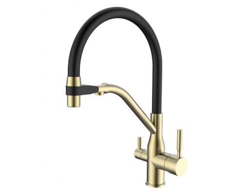 MIXXUS Змішувач для кухні MixxusPremium Gravity 021 BRUSHED GOLD REFL.BLACK (MI6981)