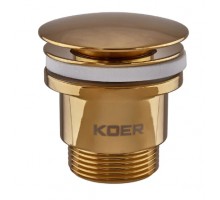 Донний клапан для раковини універсальний (з/без переливу) Koer PW-01-10 автоматичний (Click-Clack) (Колір золото) 1 1/4'' (KR5193)