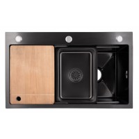 Lidz Мийка для кухні інтегрована Handmade H7545B Decor Black PVD Honeycomb 3,0/1,0 мм LDH7545BDECPVD48373 Lidz